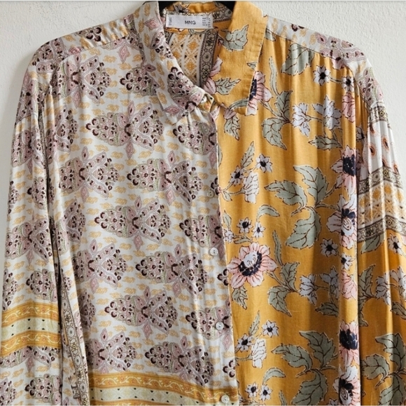 📌MNG MULTI PATTERN BUTTON DOWN SHIRT WOMEN'S SIZE 4 - Picture 4 of 7